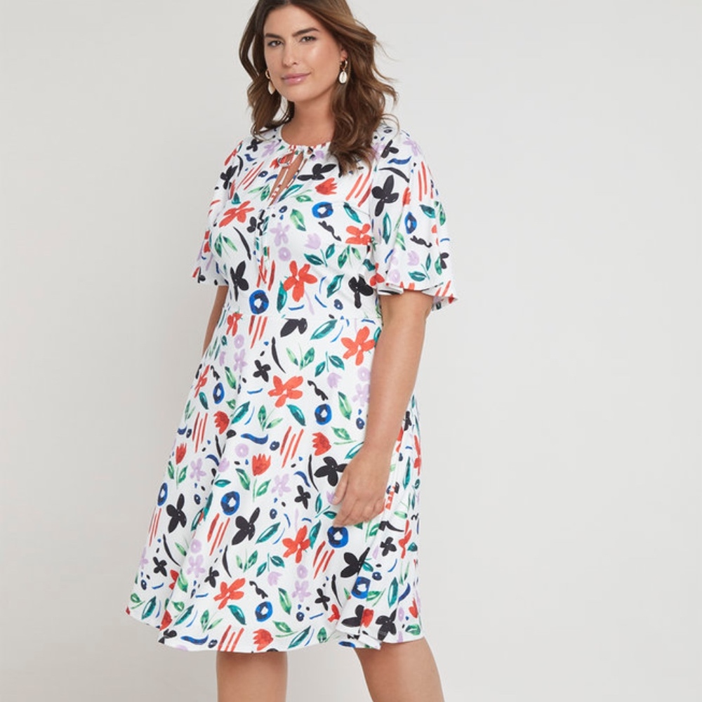 Eloquii Flutter Sleeve Fit & Flare Dress